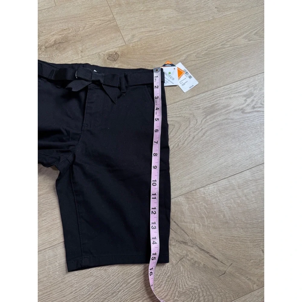 NWT Kid Girls Gymboree nanotex uniform black bow belted chino shorts size 8